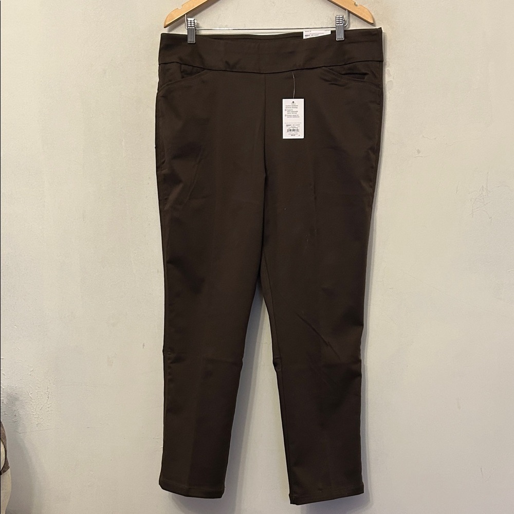 Croft & Barrow Brown pull on woven Pants Size 16Short New
